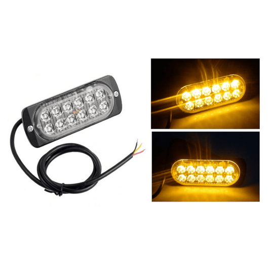 12 LED Аварийна светлина 11см за Пътна Помощ, Жълта Блиц Светлина, Мигаща
