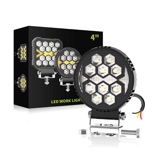 1бр кръгъл LED фар 4"/10.5см 40W, 6000lm – Бяла светлина + Оранжев блиц/габарит