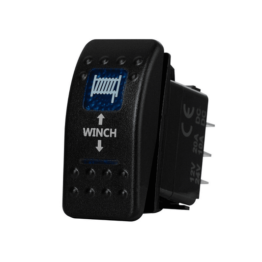 Копче/бутон с надпис WINCH за вграждане, Самовъзвратен 12V - 24V