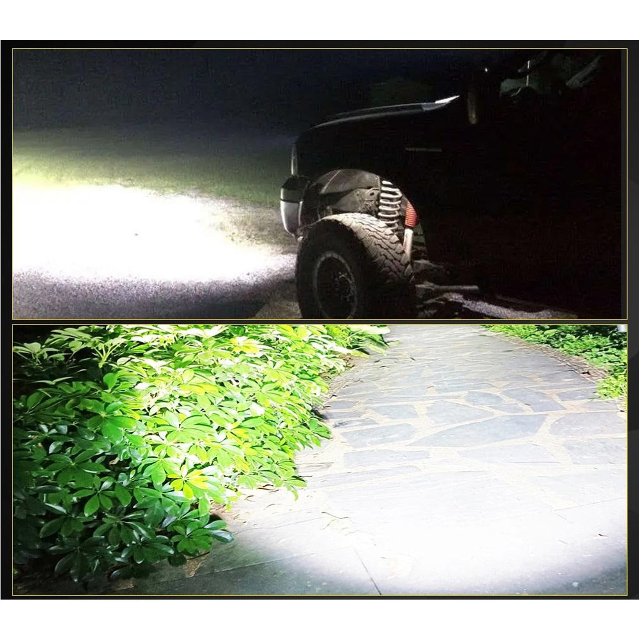 Комплект 2бр квадратен 4” (10см) LED халоген с комбинирана светлина - бяла + оранжева блиц светлина, 45W 12V/24V