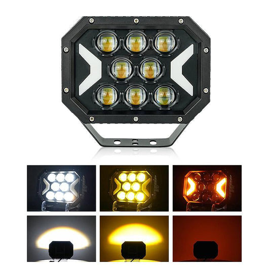 LED работен фар 195мм 80W 12V/24V – бяла и жълта светлина, IP67