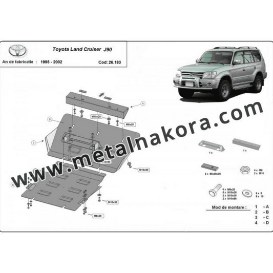 Метална кора под двигател, радиатор и предна броня за Toyota Land Cruiser J90 1995-2002г