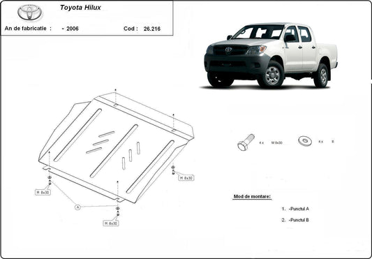 Метална кора под двигател TOYOTA HILUX от 2005 (N70)
