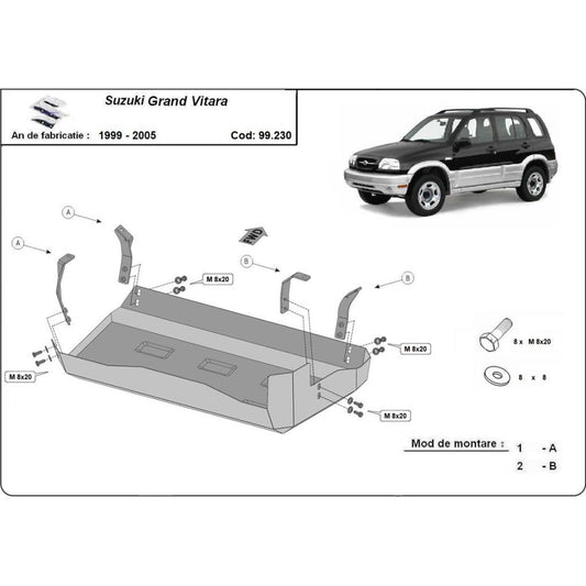 Метална кора под резервоар за Suzuki Grand Vitara I (FT, HT) от 1998 до 2006